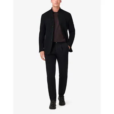Boggi Milano Mandarin-collar Patch-pocket Blazer In Black
