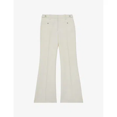 Reiss Womens  X Atelier Athena Flared Wool Trousers White In White