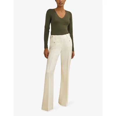 Reiss Womens  X Atelier Athena Flared Wool Trousers White In White