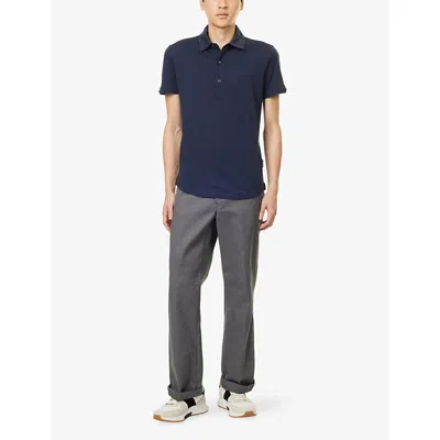 Orlebar Brown Mens Sebastian Short-sleeves Cotton And Silk Polo Shirt Night Iris In Blue