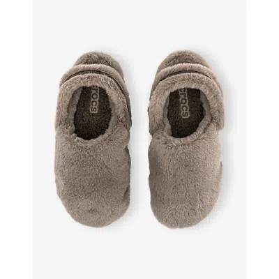 Crocs Womens Classic Unfurgettable Faux-fur Clogs Mushroom Eur 39 / 6 Uk In Brown