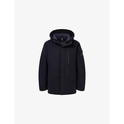 Boggi Milano Ens Navy Blue Technical Fabric B Tech Parka Jacket In Blue