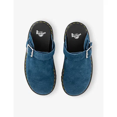Dr. Martens Zebzag Suede Casual Slingback Platform Mules In Blue