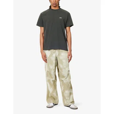 Obey Mens Pigment Pirate Black Lowercase Pigment Short-sleeves Cotton-jersey T-shirt In Gray