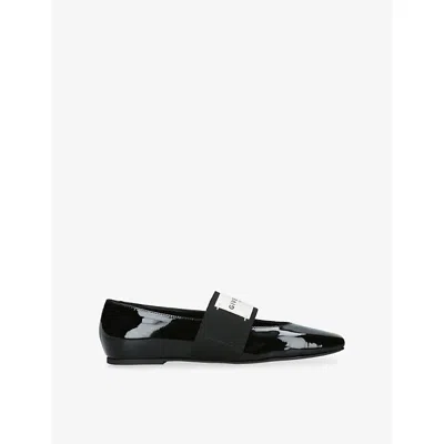 Givenchy Sliced Square Label Patent Leather Ballerina Flats In Black