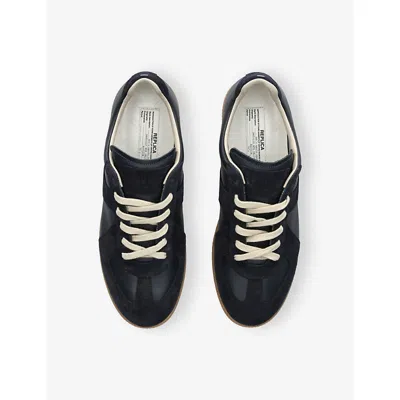 Maison Margiela Casual Low Top Sneakers With Suede Panels In Black