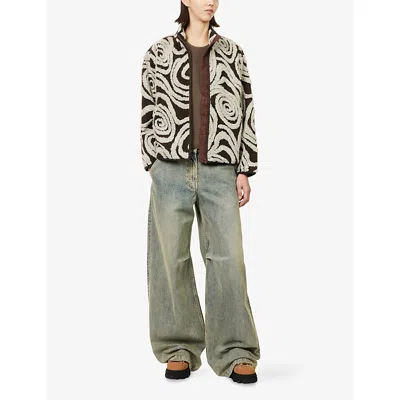 Obey Womens Swirls Zipped Jacquard Jacket Brown Multi In Multi
