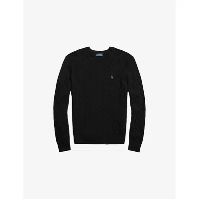 Polo Ralph Lauren Logo-embroidered Cable-knit Jumper In Black