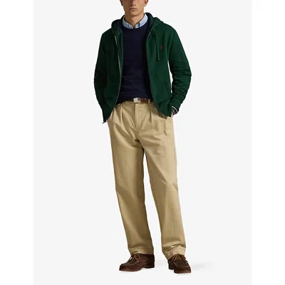 Polo Ralph Lauren Mens Moss Agate Zipped Logo-embroidered Cotton-blend Hoody In Green