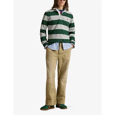 Polo Ralph Lauren Striped Pattern Long Sleeve Polo Shirt In Green