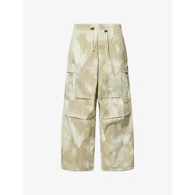 Obey Mens Giant Cargo Cotton-blend Trousers Brushed Camo In Neutral