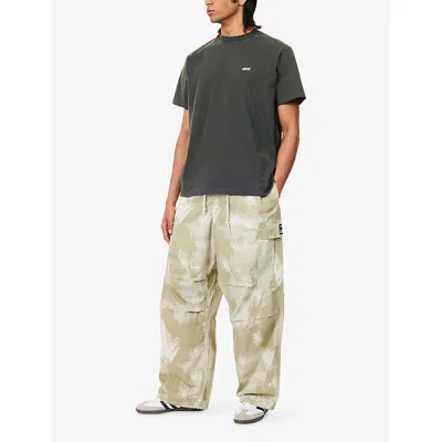 Obey Mens Giant Cargo Cotton-blend Trousers Brushed Camo In Neutral