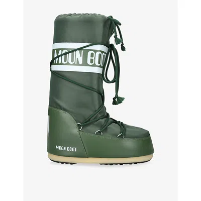Moon Boot Olive Green Fabric Icon Boots In Green