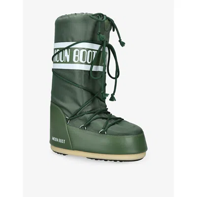Moon Boot Olive Green Fabric Icon Boots In Green
