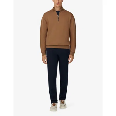 Boggi Milano Ens Hazelnut Half-zip Wool And Cashmere-blend Jumper In Brown