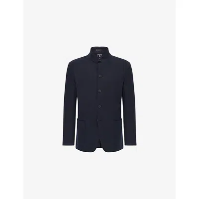 Boggi Milano Ens Navy Blue B Tech Technical Wool Jacket In Blue