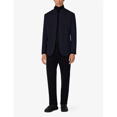 Boggi Milano Ens Navy Blue B Tech Technical Wool Jacket In Blue