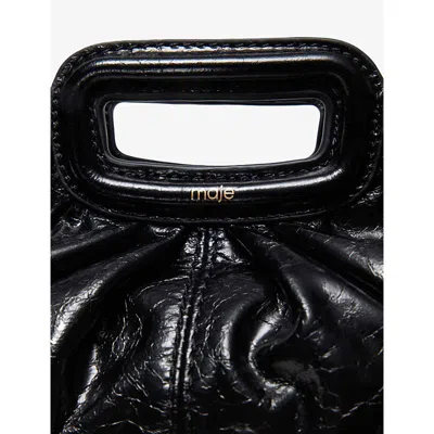 Maje Womens Branded Textured Leather Clutch Bag Black In Black