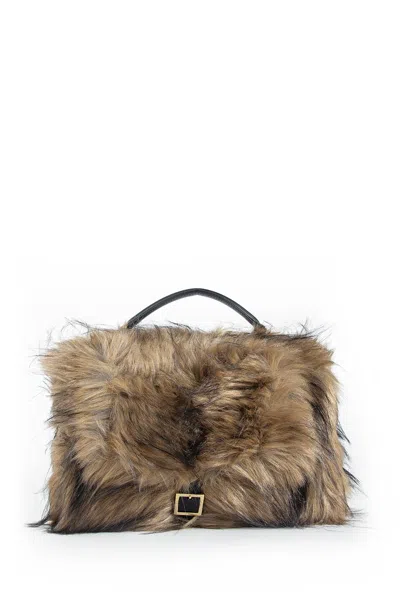 Sacai Faux Fur Muff In Sand