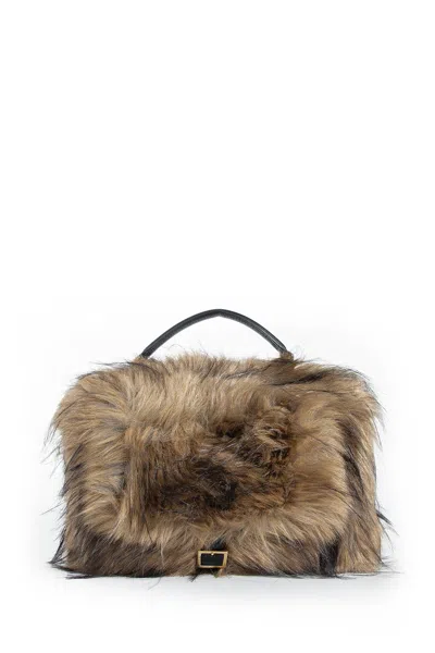 Sacai Faux Fur Muff In Sand