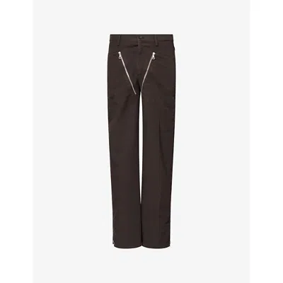 Dries Van Noten Brown Cotton Canvas Straight-leg Trousers In Brown