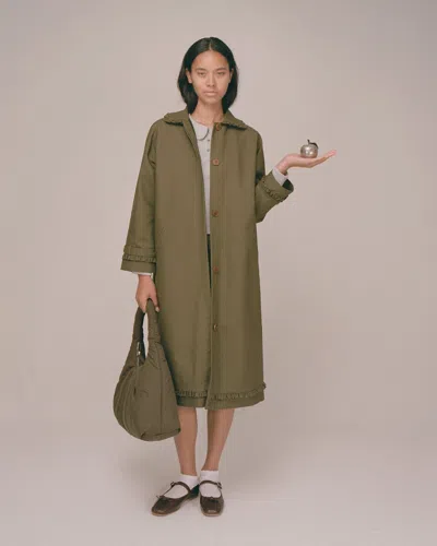 My Mum Made It Tailored Gather Trench Coat In Green