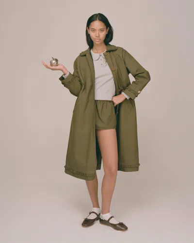 My Mum Made It Tailored Gather Trench Coat In Green