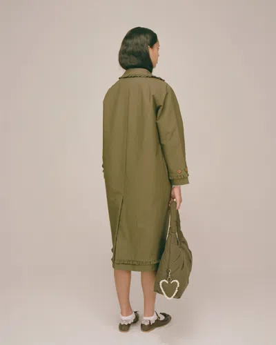 My Mum Made It Tailored Gather Trench Coat In Green