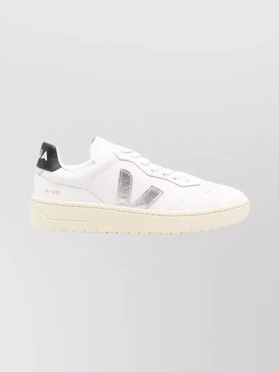 Veja V-90 Sneakers With Round Toe Design In White