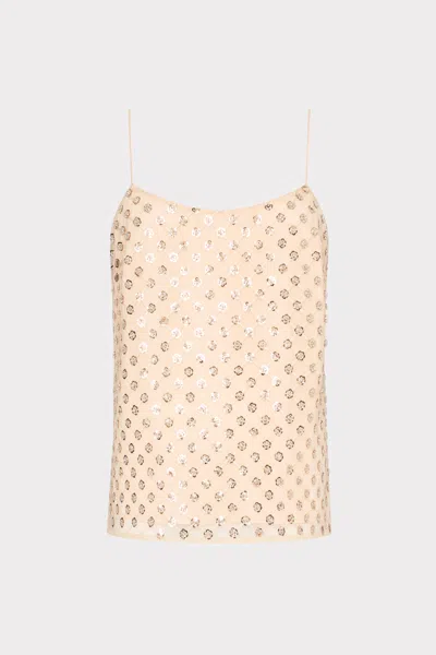 Milly Rylan Sequin Embroidered Sleeveless Tank Top In Brown
