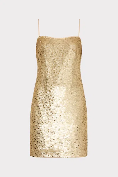 Milly Colette Dotted Sequin Mini Dress In Gold
