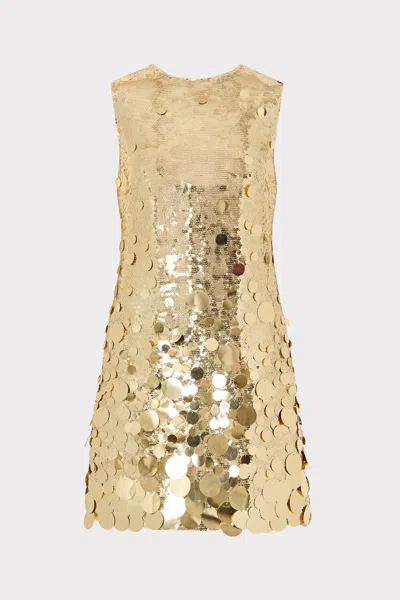Milly Ivette Cascading Paillette Mini Dress In Gold