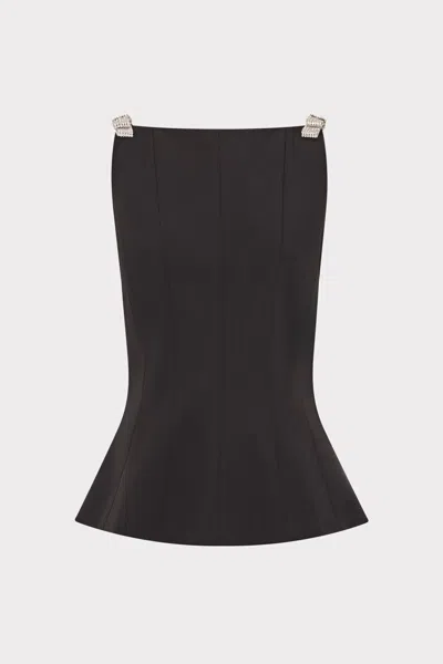 Milly Ruby Crystal-bow Sleeveless Cady Top In Black