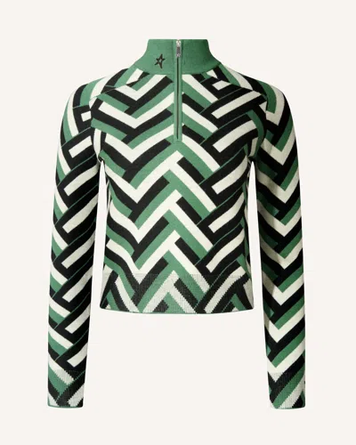 Perfect Moment Merino Wool La Tour Quarter-zip Sweater In Green