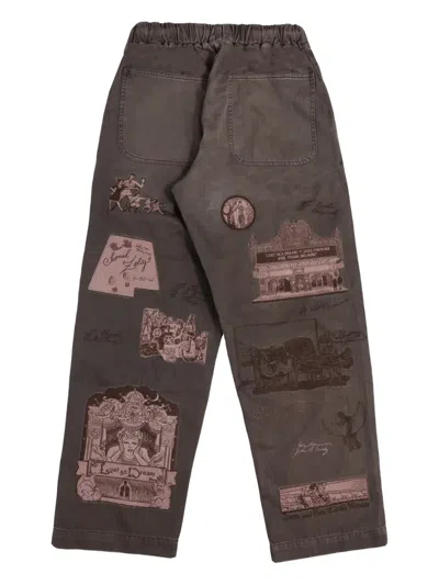 Samuel Zelig Elasticated Graphic Trousers In Brown