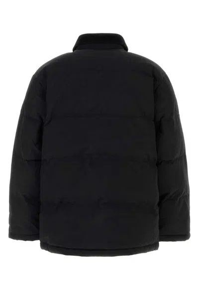 Carhartt Long Quilted Nylon Jacket Front Pockets In Black