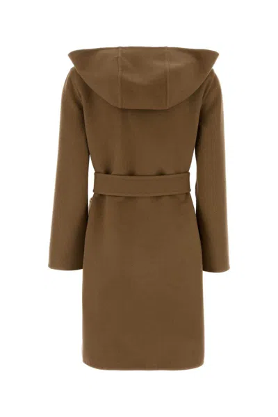 Burberry Reversible Wool Coat Belted Waist In Brown