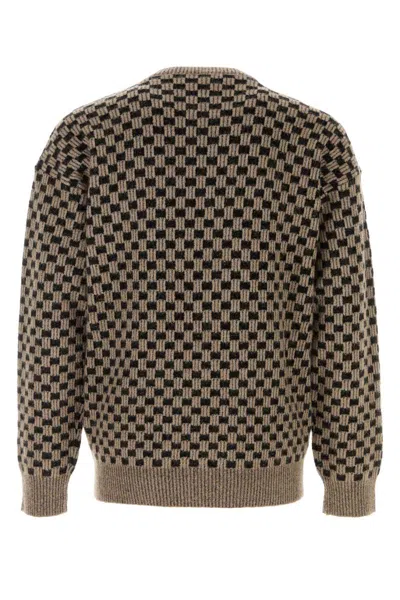 Giorgio Armani Checkered Knit Sweater Crew Neck Style In Multi