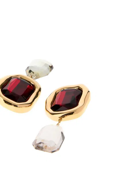 Givenchy Women Embellished Metal Sculptural Crystal Earrings In Red