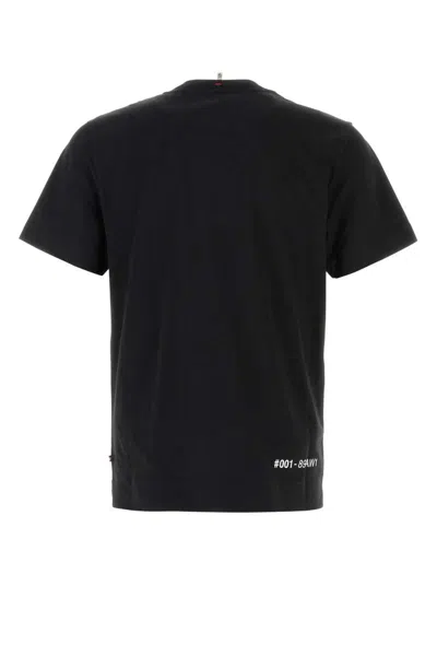 Moncler Midnight Blue Stretch Cotton T-shirt In Black