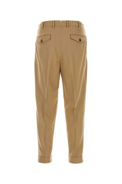 Pt Torino Stretch Wool Blend Trousers Featuring Pockets In Brown