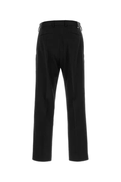 Pt Torino Tailored Wool Trousers With Pleats And Belt Loops In Black