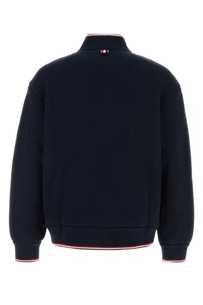 Thom Browne Cotton Zip Hoodie And Pockets In Blue