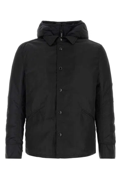 Junya Watanabe Nylon Down Jacket With Adjustable Waist Tabs In Black