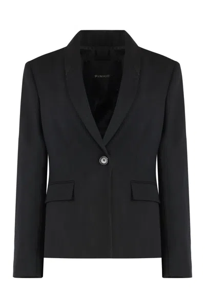 Pinko Woman Blazer Black Size 10 Polyester, Wool, Elastane In Black
