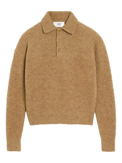 Ami Alexandre Mattiussi Ami Paris Polo In Alpaca And Wool In Animal Print