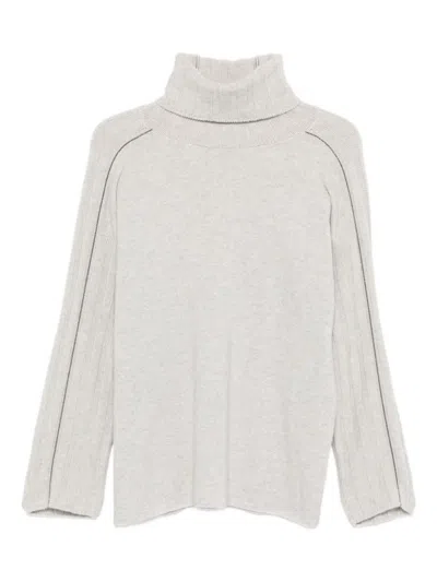 Le Tricot Perugia Turtleneck Sweater In Gray