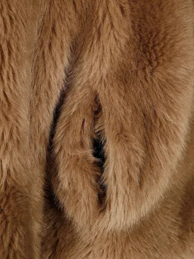 Stand Studio Cropped Faux Fur Coat With Minimalistic Design And Plush Texture In Multi