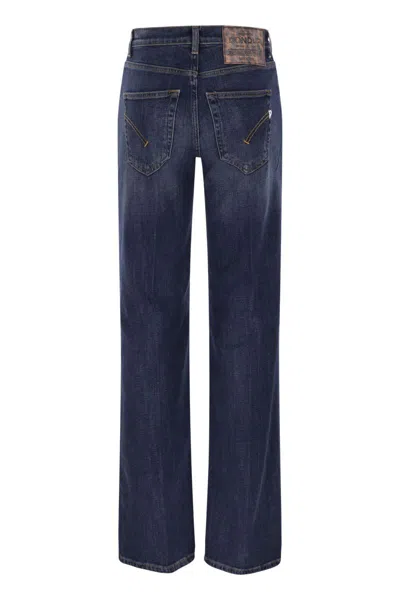 Dondup Wide Leg Cotton Jeans With Five Pockets In Blue