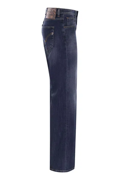 Dondup Wide Leg Cotton Jeans With Five Pockets In Blue